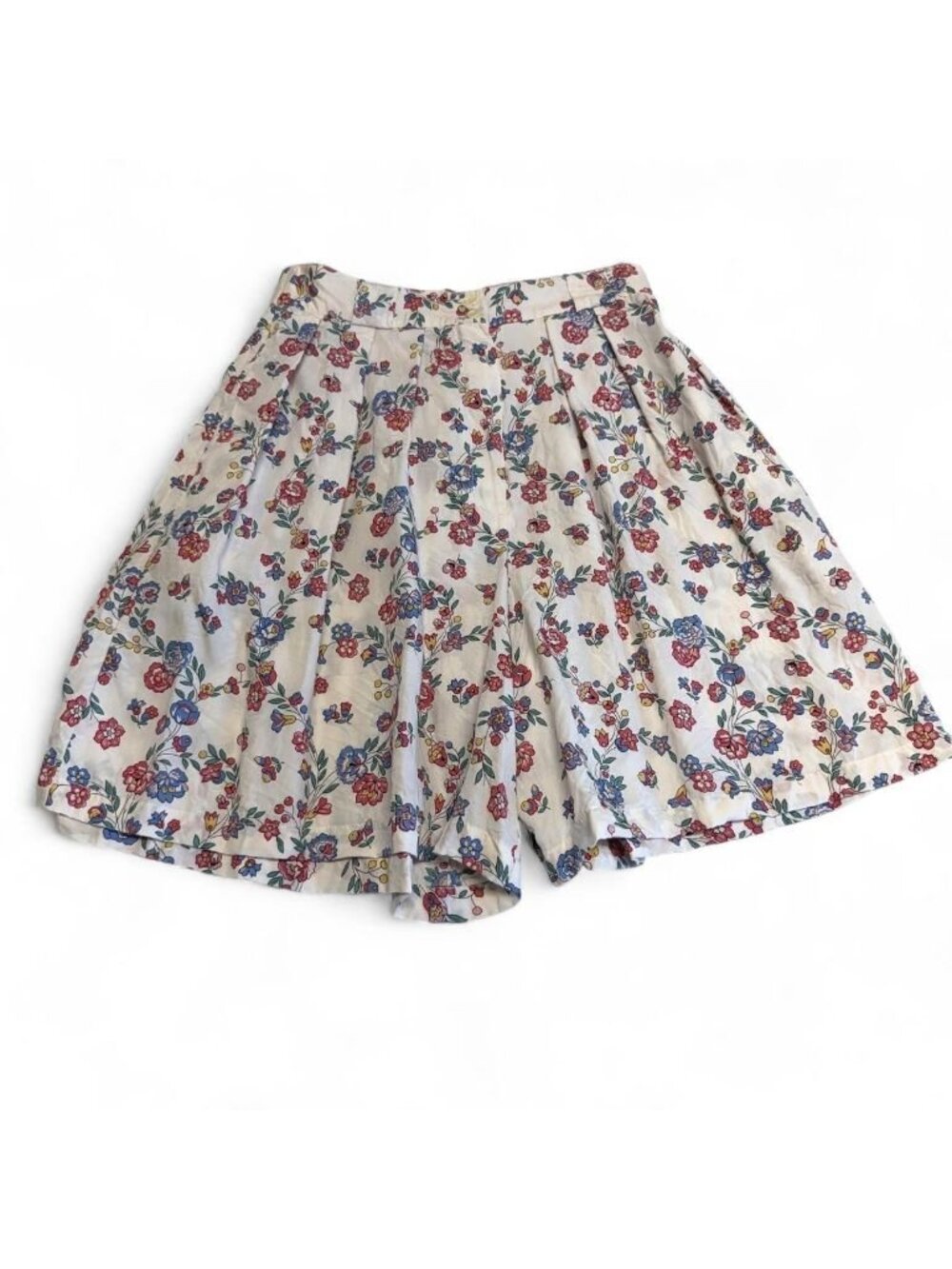 Vintage 90's Floral Pleated Wide Leg Shorts Women's 10 Petite Cottage Summer